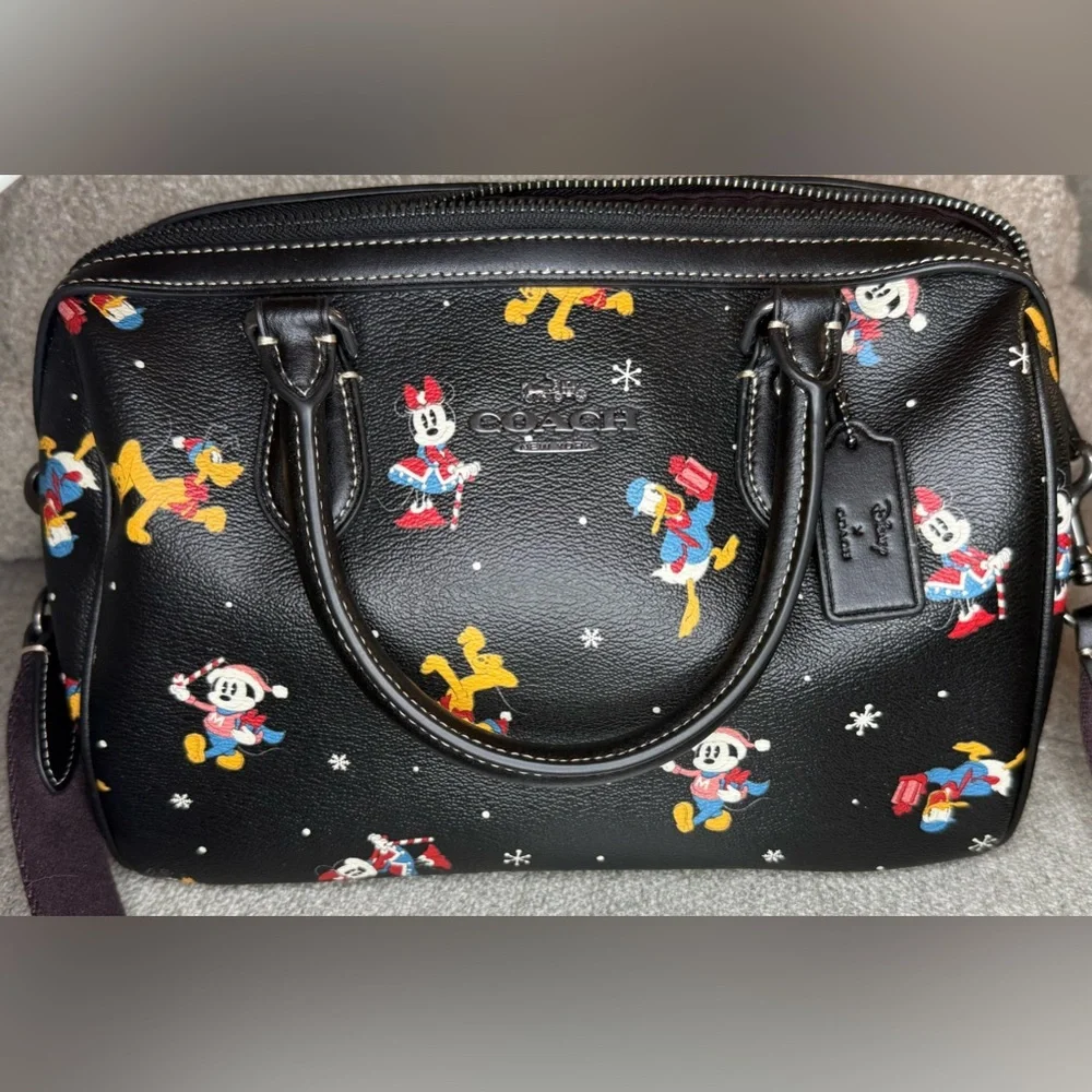 Disney X Coach Rowan Satchel With Holiday Print - Picture 2 of 6